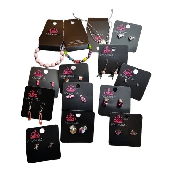 Paparazzi Stretch Bracelet and Pierced Earring Lot of 14 NEW Lot 2592 - Picture 4 of 8